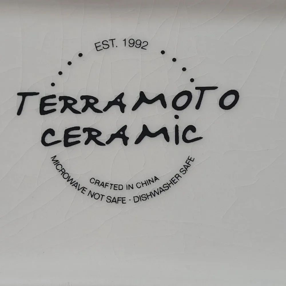 Terramoto Ceramic Halloween Spooky Serving Tray Platter White Black Gold Stripes